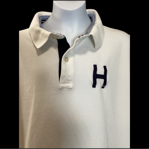 Tommy Hilfiger Cream Polo with Navy and Orange Accents, Size XL - Picture 3 of 10